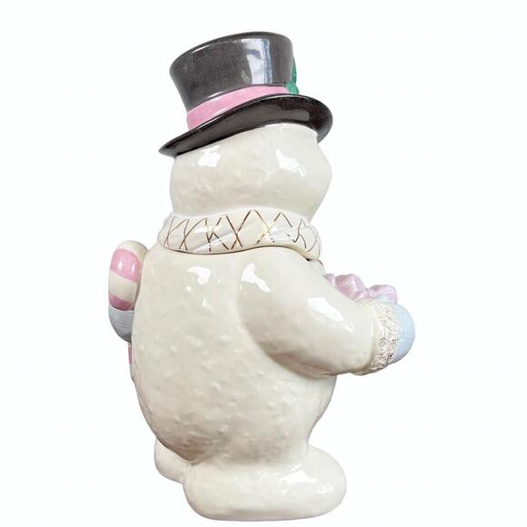 Lenox The Snowman 12" Porcelain Cookie Jar With Lid 24K Trim Family Fun Vtg 2000 - Picture 14 of 16